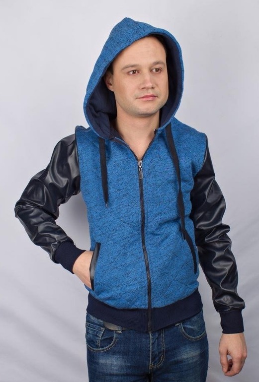 Куртка чоловіча Just for studio MH417 синя з капюшоном